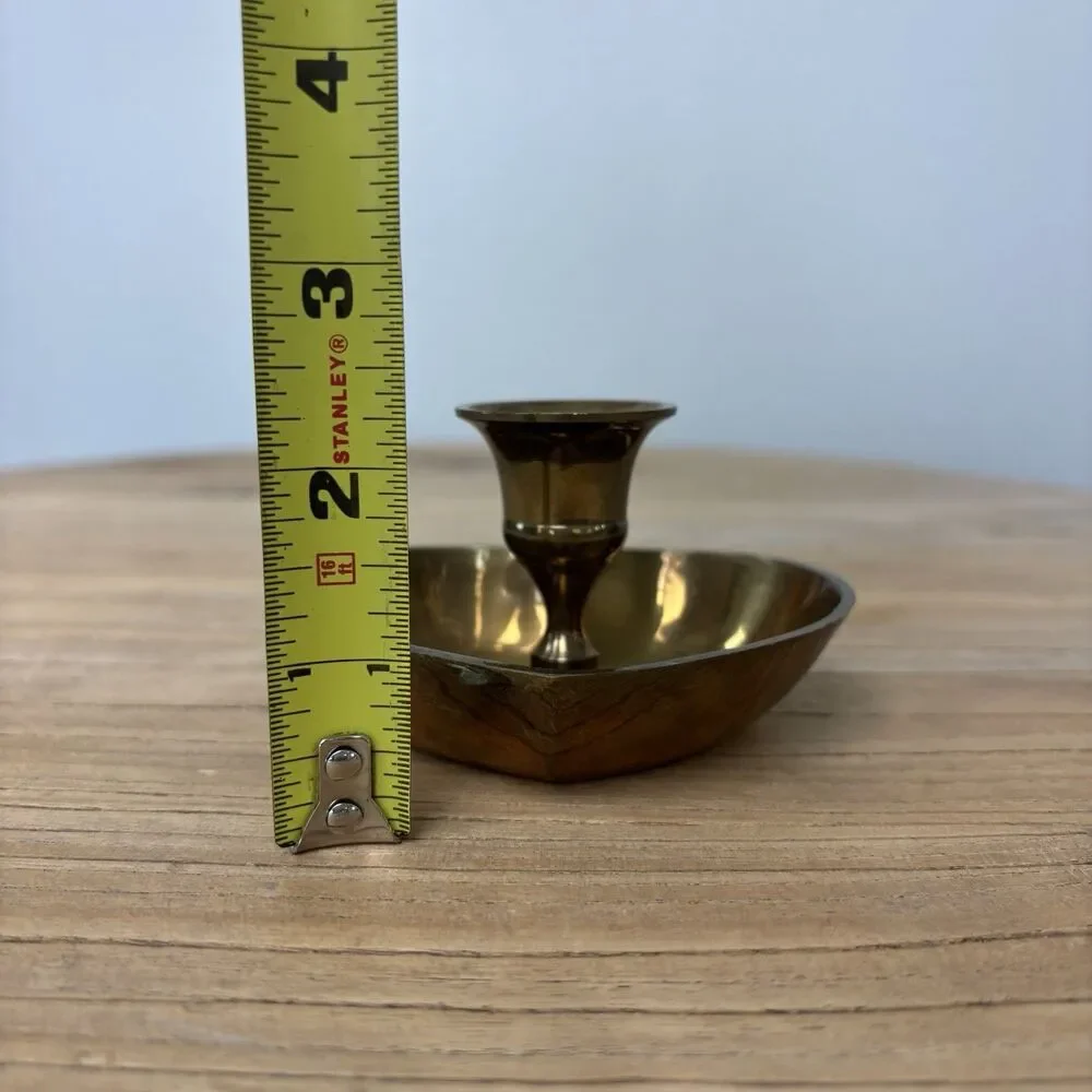 Vintage Brass Heart Shaped Chamberstick Candle Holder Cottagecore Granny Decor